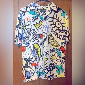 Graphic Button Down Blouse